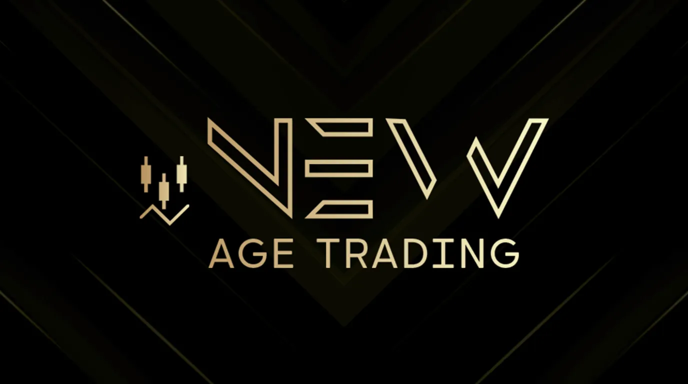 The New Age Trading banner: the community's gold candlestick logo and name on a black background.